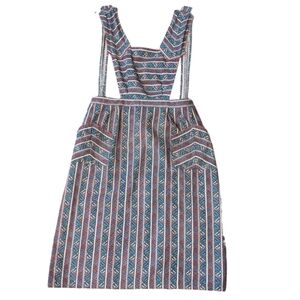 VTG 70's Handmade Western Abstract Print Bib Apron W Pockets Germany Women's OS